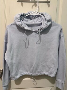 Calvin Klein Light Blue Cropped Drawstring Hoodie